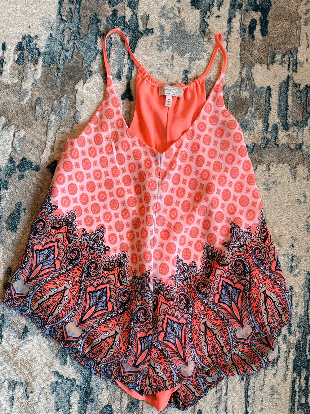 Love Tree Coral Paisley Border Print Cami Top